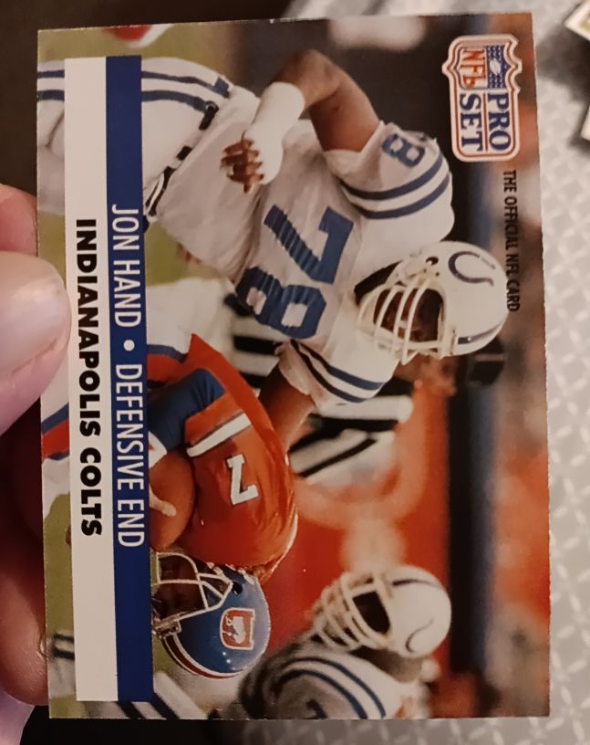 1991 Pro Set #527 Jon Hand Indianapolis Colts — front