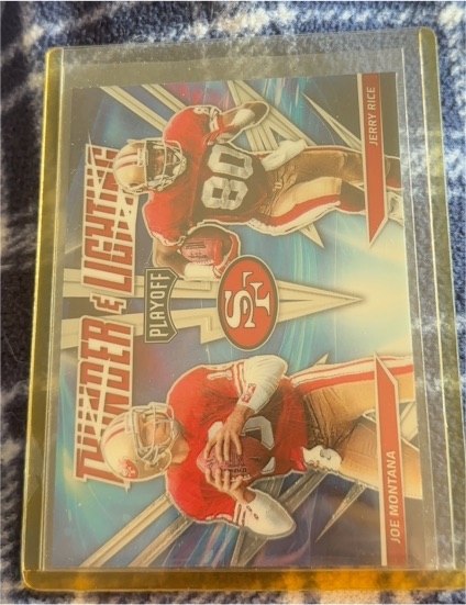 2021 Panini Playoff Thunder and Lightning #TL-7 Joe Montana, Jerry Rice — front