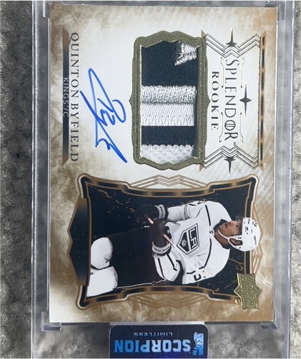 2021-22 Upper Deck Splendor Rookie Autograph Patch #SP-QB Quinton Byfield — front
