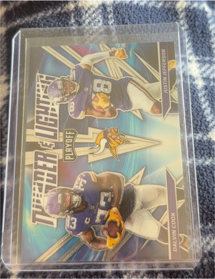 2021 Panini Playoff Thunder & Lightning #TL-9 Justin Jefferson/Dalvin Cook — front