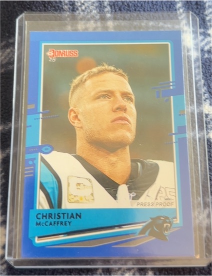 2020 Donruss Press Proof Blue Variation #48 Christian McCaffrey — front