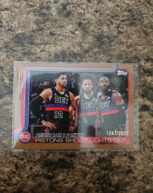 2025-26 Topps #279 Pistons Rain 3 Pointers: Pistons Shoot Lights Out — front