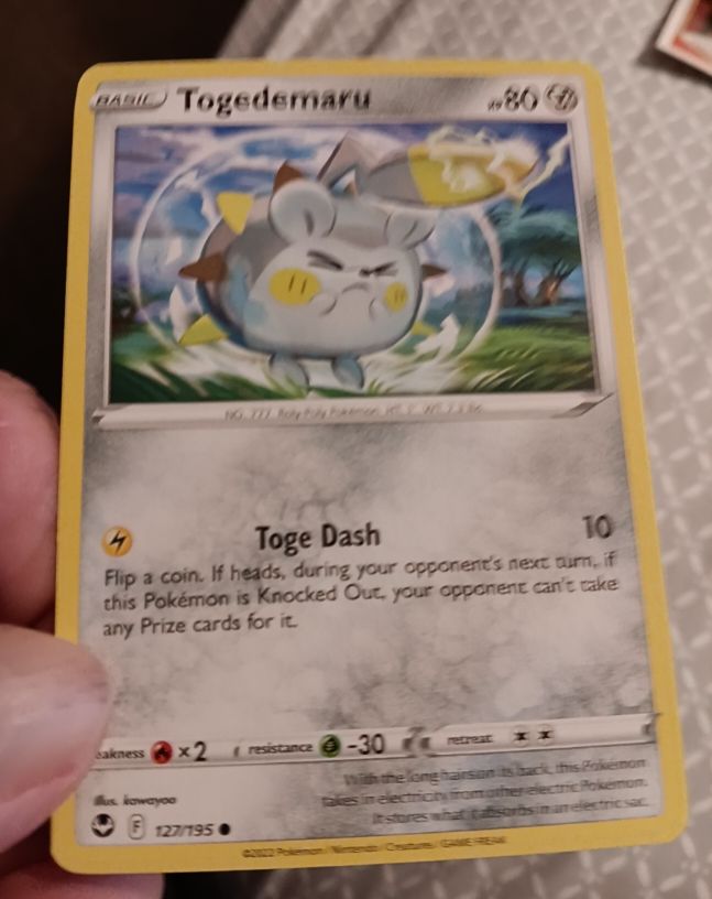 2022 Pokemon Sword & Shield Silver Tempest #127 Togedemaru — front