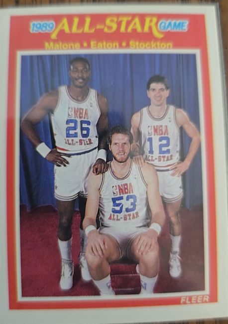 1989 Fleer #163 Karl Malone / Mark Eaton / John Stockton — front