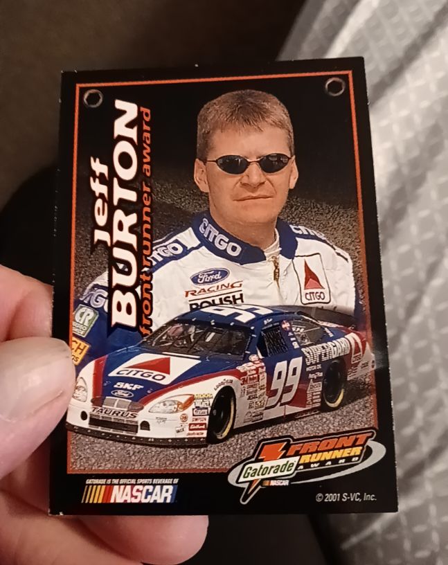 2001 Press Pass Gatorade Front Runner Award #4 Jeff Burton — front