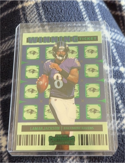 2022 Panini Contenders Winning Ticket #WT-LJA Lamar Jackson — front