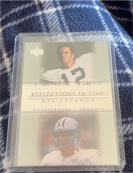 2000 Upper Deck Legends Reflections In Time #R9 Roger Staubach / Troy Aikman — front