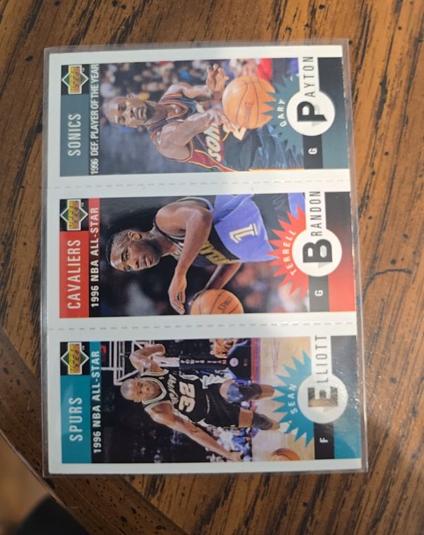 1996-97 Collector's Choice Mini-Cards #M167 Gary Payton/Terrell Brandon/Sean Elliott — front