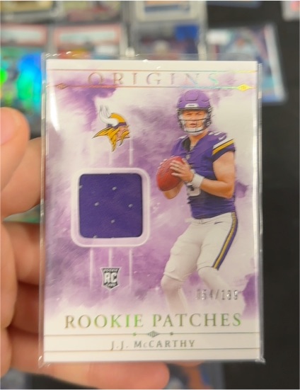 2024 Panini Origins Rookie Patches #RPT-JMC J.J. McCarthy — front