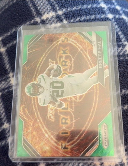 2023 Panini Prizm Fireworks Green Prizm #F-19 Breece Hall — front