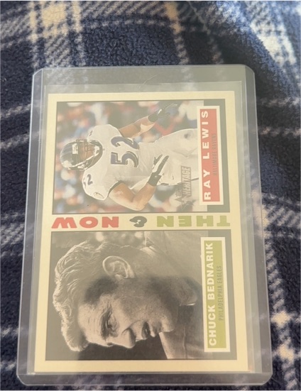 2001 Topps Heritage Then & Now #TN-BL Ray Lewis / Chuck Bednarik — front