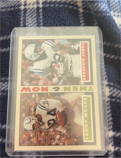 2001 Topps Heritage Then and Now #TN-MJ Lenny Moore / Edgerrin James — front