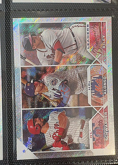 2023 Topps Series 1 #178 Kyle Schwarber / Pete Alonso / Austin Riley NL HR Leaders — front