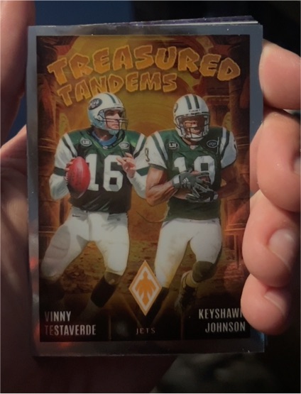 2024 Panini Phoenix #TT-NYJ Keyshawn Johnson / Vinny Testaverde Treasured Tandems — front