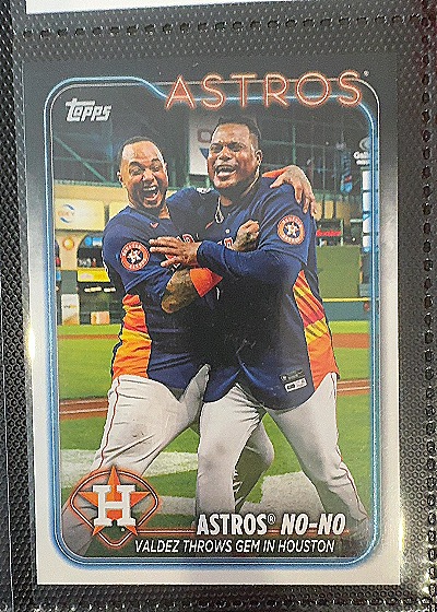 2024 Topps Series 1 #329 Astros No-No Valdez Throws Gem in Houston — front