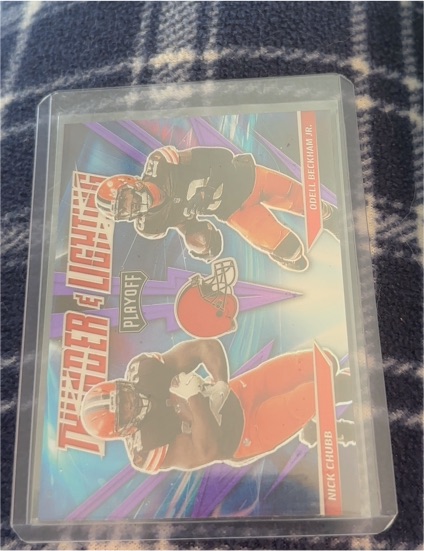 2021 Panini Playoff Thunder and Lightning #TL-12 Nick Chubb / Odell Beckham Jr. — front
