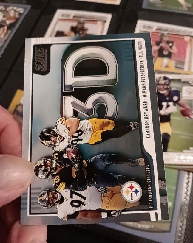 2020 Panini Score 3D #3D-TMC Cameron Heyward, Minkah Fitzpatrick, T.J. Watt — front