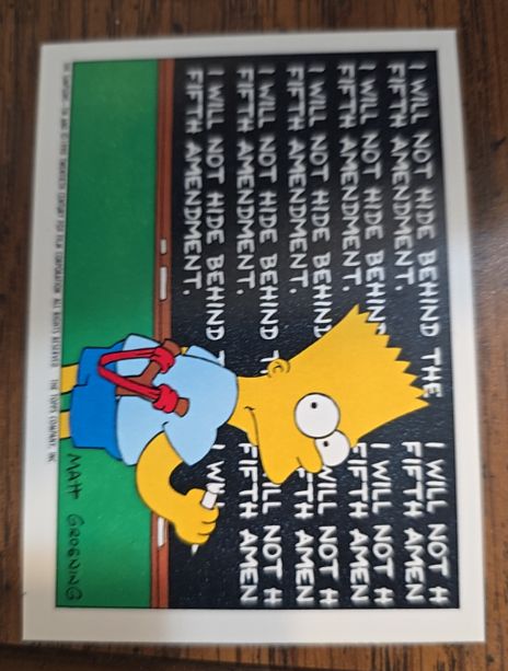1990 Topps The Simpsons Bart Simpson Chalkboard Card — front