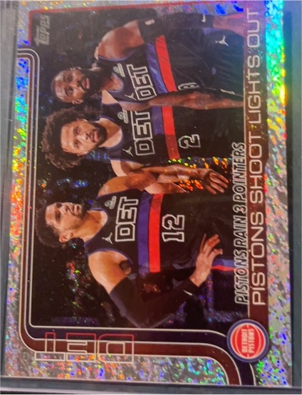 2025-26 Topps #279 Pistons Rain 3 Pointers: Pistons Shoot Lights Out — front