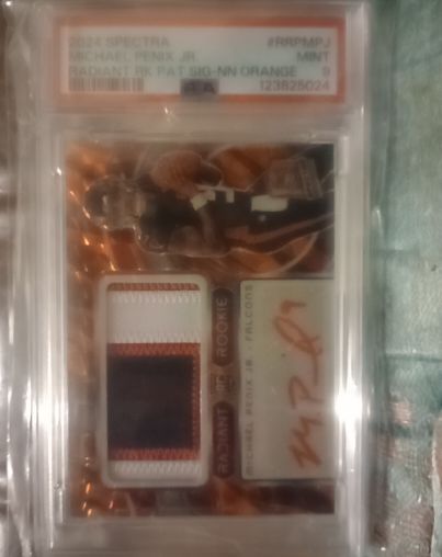 2024 Panini Spectra #RPPMJ Michael Penix Jr Rookie Patch Autograph Orange — front