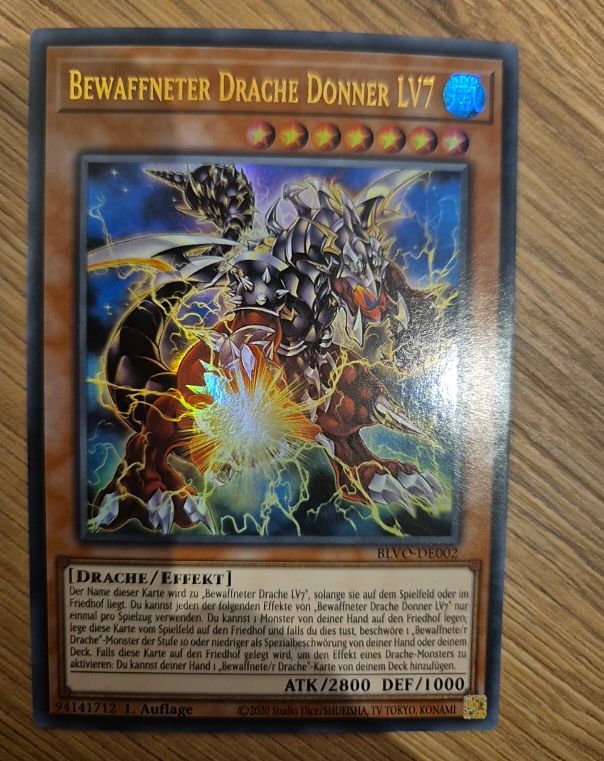 2020 Yu-Gi-Oh! BLVO-DE002 Bewaffneter Drache Donner LV7 — front