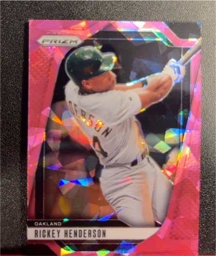 2025 Panini Prizm Pink Cracked Ice Rickey Henderson — front
