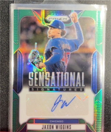 2025 Panini Prizm #SS-JW Jaxon Wiggins Sensational Signatures Green Prizm — front