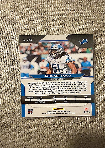 2020 Panini Prizm #203 Jahlani Tavai — back