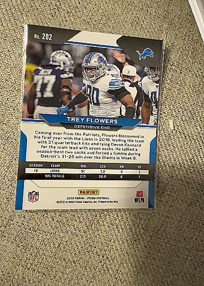 2020 Panini Prizm #202 Trey Flowers — back