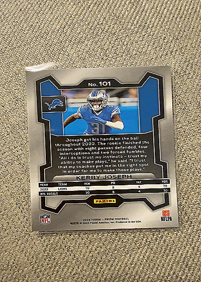 2023 Panini Prizm #101 Kerby Joseph — back