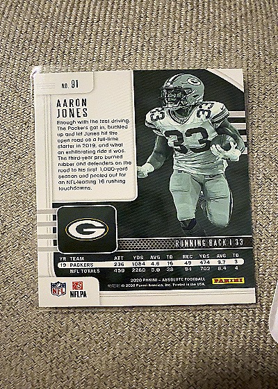 2020 Panini Absolute Football #91 Aaron Jones — back