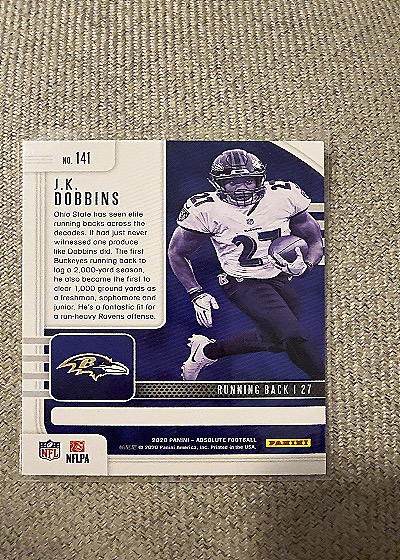 2020 Panini Absolute Football #141 J.K. Dobbins — back