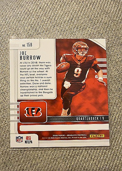 2020 Panini Absolute #158 Joe Burrow — back