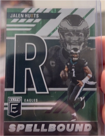 2023 Panini Donruss Elite #SB-JH3 Jalen Hurts Spellbound Green — front