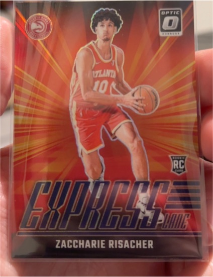 2024-25 Panini Donruss Optic #23 Zaccharie Risacher Express Lane Purple Prizm Rookie — front