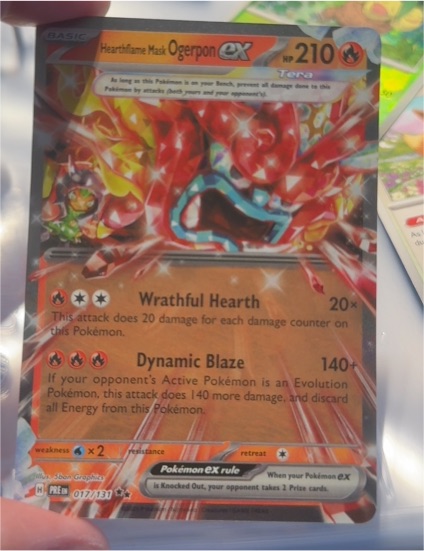 2023 Pokémon Scarlet & Violet Prismatic Evolutions #017 Hearthflame Mask Ogerpon ex — front
