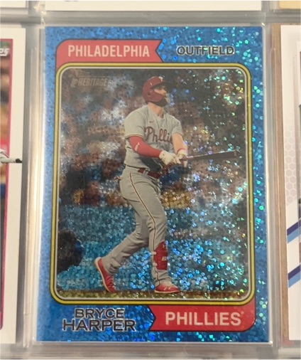 2023 Topps Heritage Chrome Blue Sparkle #17 Bryce Harper — front