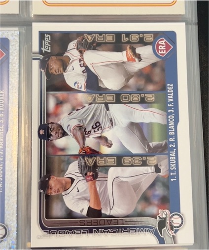2025 Topps Series 1 #5 AL ERA Leaders Tarik Skubal / Ronel Blanco / Framber Valdez — front