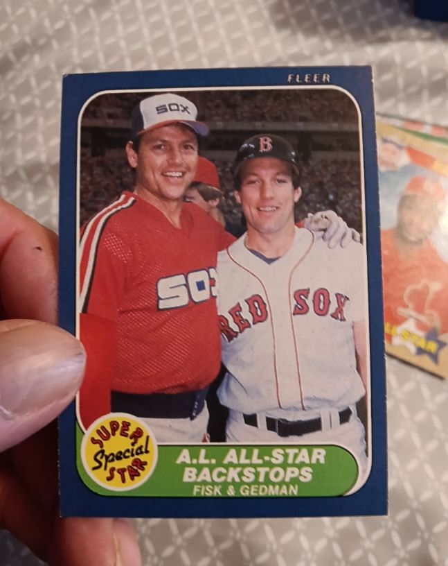 1986 Fleer #643 Carlton Fisk, Rich Gedman — front