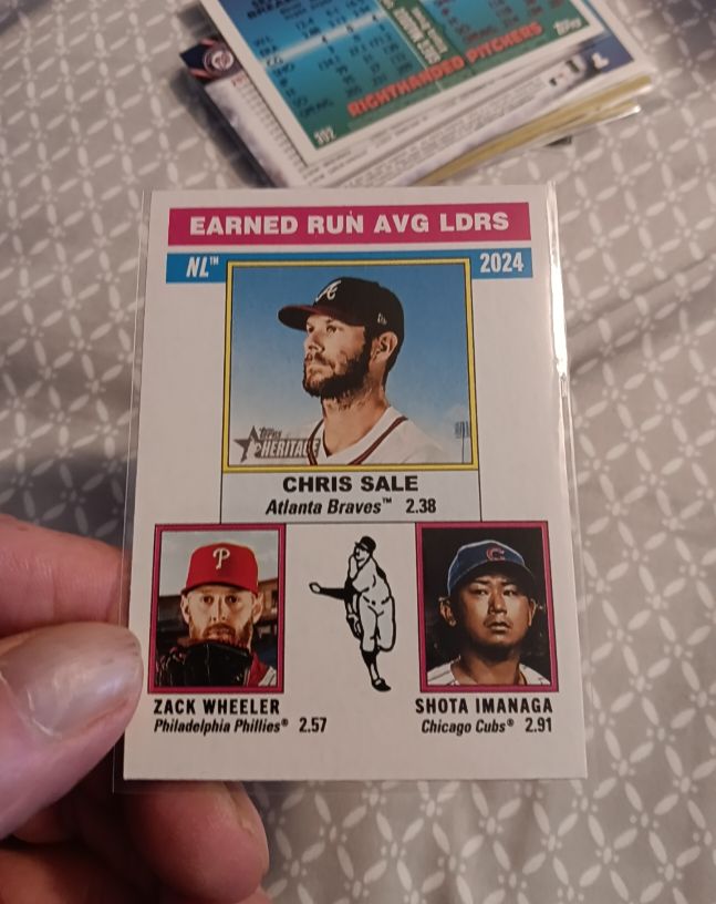 2025 Topps Heritage #201 NL Earned Run AVG LDRS Chris Sale — front