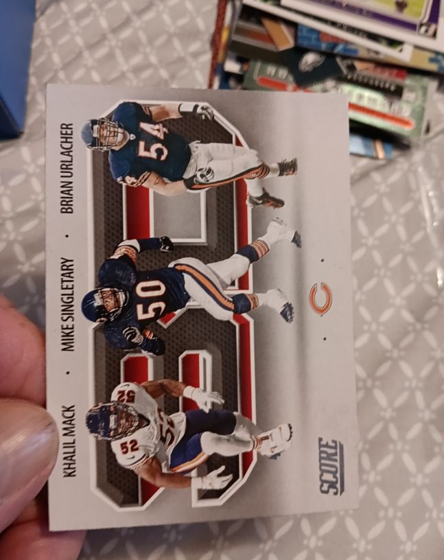 2021 Score #3D1 Brian Urlacher / Khalil Mack / Mike Singletary — front