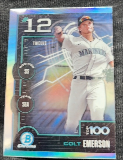 2025 Bowman Chrome Scouts Top 100 #BTP-12 Colt Emerson — front