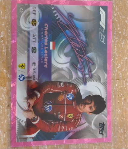 2025 Topps F1 Turbo Attax Carlos Leclerc Signature Style Pink — front