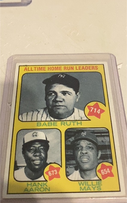 1973 Topps #1 All-Time Home Run Leaders Babe Ruth, Hank Aaron, Willie Mays — front