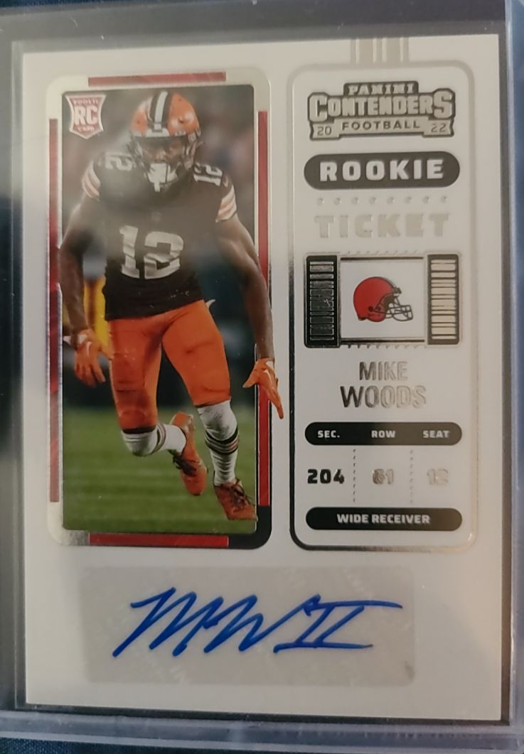 2022 Panini Contenders #245 Mike Woods Rookie Ticket Auto — front