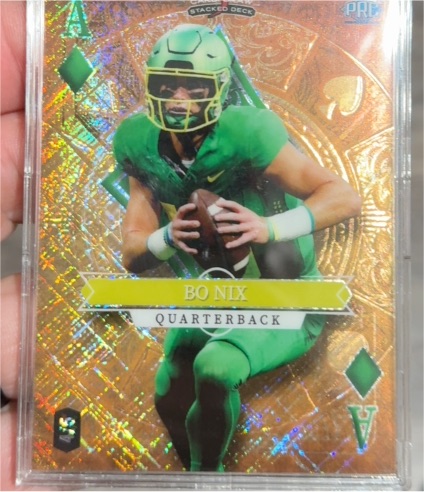2023 Wild Card 5 Card Draw Stacked Deck Ace of Diamonds Bo Nix — front