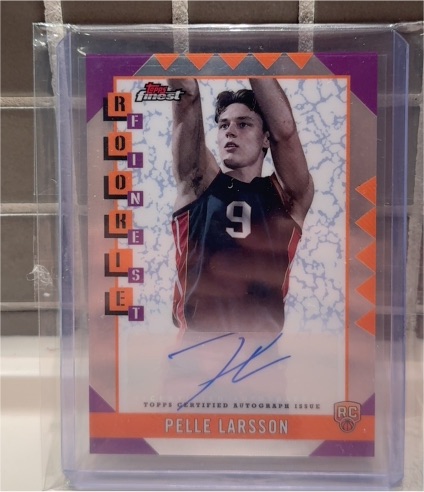 2024-25 Topps Finest #RFA-PL Pelle Larsson Rookie Finest Auto — front