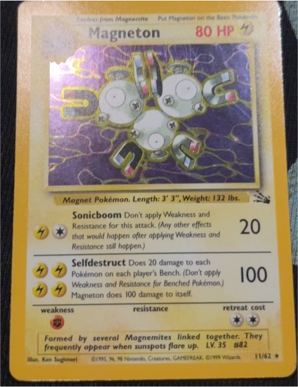 1999 Pokémon Fossil #11 Magneton — front