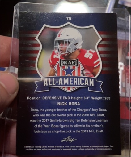 2019 Leaf Draft All-American #79 Nick Bosa — front