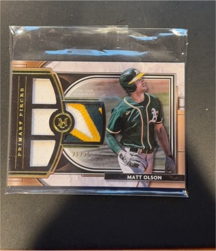2021 Topps Museum Collection Primary Pieces Quad Relics Matt Olson Gold /25 — front